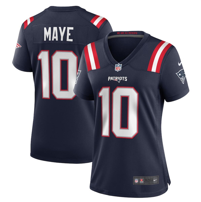 Women's New England Patriots #10 Drake Maye 2024 Draft Navy Stitched Jersey(Run Small)